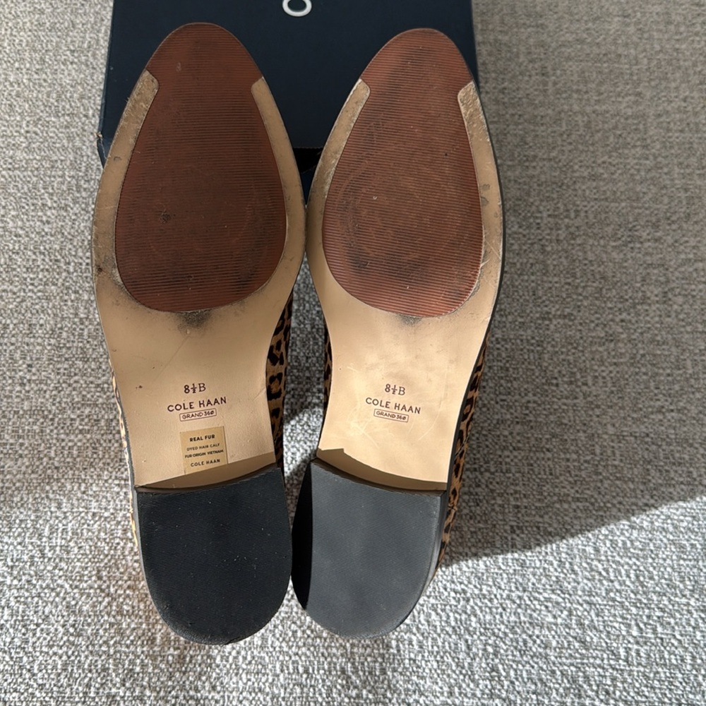 Cole Haan Women's Oxford Leopard Real Fur Size 8.5 - Picture 2 of 5